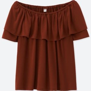 NWOT Uniqlo Ruffle Off Shoulder Top